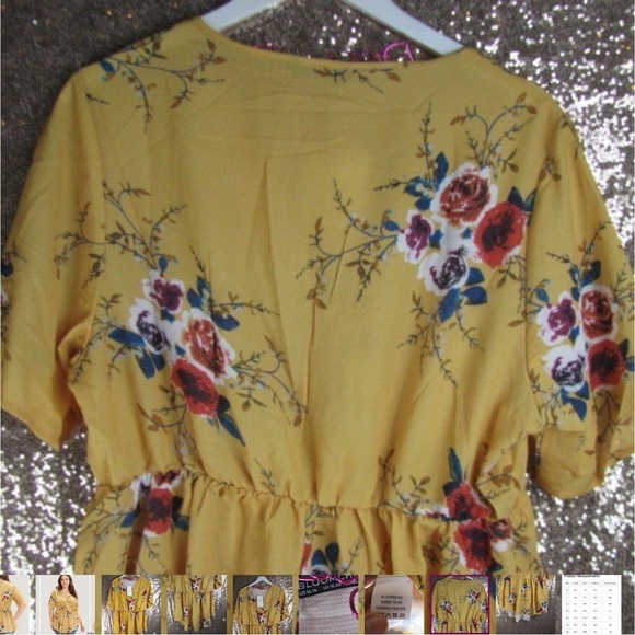 BloomChic Yellow Puff Sleeve Wrap Blouse - Picture 11 of 12